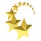 Eleven gold stars on white background