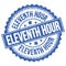 ELEVENTH HOUR text on blue round stamp sign