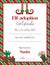 Elf adoption cerificate template with cute elf legs and christmas gifts on white background