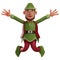 Elf Cartoon Illustration jumping with a smiley face