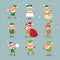 Elf. Cartoon santa claus helpers, dwarf christmas vector fun elves characters isolated