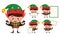 Elf christmas vector character set. Girl elves cartoon characters working