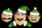 Elf icon basic simplified Christmas smiley face on a black background