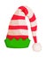 Elf Striped Hat with Green Wavy Trim Isolated