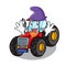 Elf tractor character cartoon style