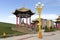 Elista, Russia: Buddhist complex Golden Abode of Buddha Shakyamuni in Kalmykia Great Hurul. Statues of buddhism
