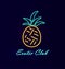Elite Club Neon Pineapple Vector Illustration