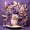 Elite decorated cake with a mix of paper cut flowers,many levels. Big stylish cake with candle, weddings, Valentine, birthdays and