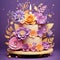 Elite decorated cake with a mix of paper cut flowers,many levels. Big stylish cake with candle, weddings, Valentine, birthdays and