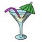 Elite drink decorated with umbrellas and tubes, summer drinks, freshness, vector illustration