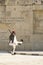 Elite soldier of the presidential guard marching front of the tomb of the Unknown Soldier in Athens, Greece.