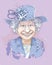 Elizabeth II in a blue hat with feathers and ribbons