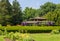 Elizabeth Park annual garden with pavilion in the background