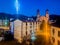 Elizondo. Night in the municipality of Elizondo with a full moon, in the BaztÃ¡n valley on a completely clear day