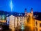 Elizondo. Night in the municipality of Elizondo with a full moon, in the BaztÃ¡n valley on a completely clear day