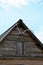 Elk antlers on the gable end of a cabin in Colorado