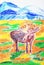 The Elk. Color pastels drawing.