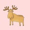 Elk cute on pink background. Isolated cartoon vector character