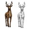 Elk hind vector sketch wild animal isolated icon