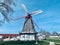 Elk Horn, Iowa, USA - 4.2021 - Danish windmill at an interstate rest stop.