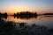 Elk Island National Park, Alberta, Canada - Colourful Sunset Reflection over Islands in Astotin Lake