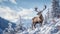 Elk on snowy hillside