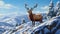 Elk on snowy hillside