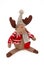 Elk, soft doll, traditional Christmas decoration isolated on white.