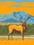 Elk or Wapiti in the Rocky Mountain National Park in Northern Colorado WPA Poster Art