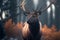 Elk in the wild closeup view. Wlld animal. Natural habitat. generative AI