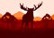 Elk in wild nature landscape illustration