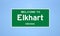 Elkhart, Indiana city limit sign. Town sign from the USA.