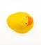 Î¥ellow rubber duck isolated on white, top view