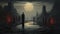 Elongated Figures: A Dark Gothic Painting Of Love And Desolation