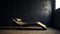 Elongated Gold Lounge Chair In Black Room - 3d Render Inspired By Rick Owens