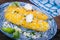 Elote Mexican corn with cheese herbs and lime