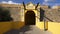 Elvas yellow and stone gate city entrance in Alentejo, Portugal