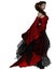 Elven Princess in Red Dress, Side View