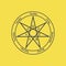 Elven star sign icon. Seven-pointed star with symbols of planets and days of the week. Magician Star as a protective amulet.