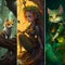 elves and cats in the forest
