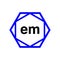 EM hexagon typography monogram. EM lettering icon