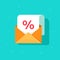 Email advertising promotion vector icon, envelope with percentage discount