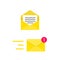 Email envelope concept. Digital mail. Yellow envelope. Vector Illustration