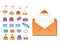 Email envelope cover icons communication and office correspondence blank cover address design paper empty card business