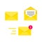 Email envelope. Digital mail. Yellow envelope. Vector Illustration