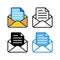 email icon in 4 style flat, line, glyph and duotone