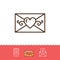 Email icon, Phone sign, Envelope line thin symbol. Love sms or romantic message icons, Mobile chat. Vector illustration