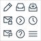Email line icons. linear set. quality vector line set such as menu, help, email, clock, right, lock, inbox, inbox