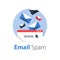 Email management, spam letters falling, overfull inbox