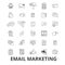 Email marketing, posting, social media, newsletter, internet, online, blog line icons. Editable strokes. Flat design